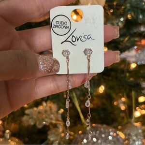 Lovisa Rose Gold and Cubic Zirconia Drop Earrings